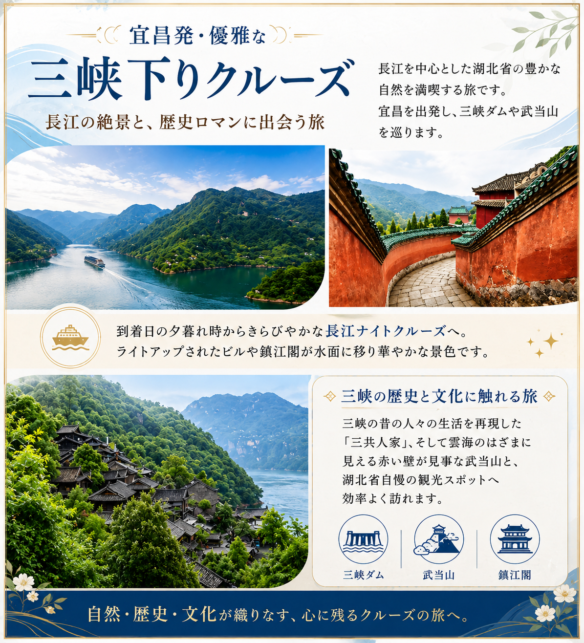 雄大な長江三峡下りツアー道教の聖地「武当山」を巡る４日間::ホテル価格表